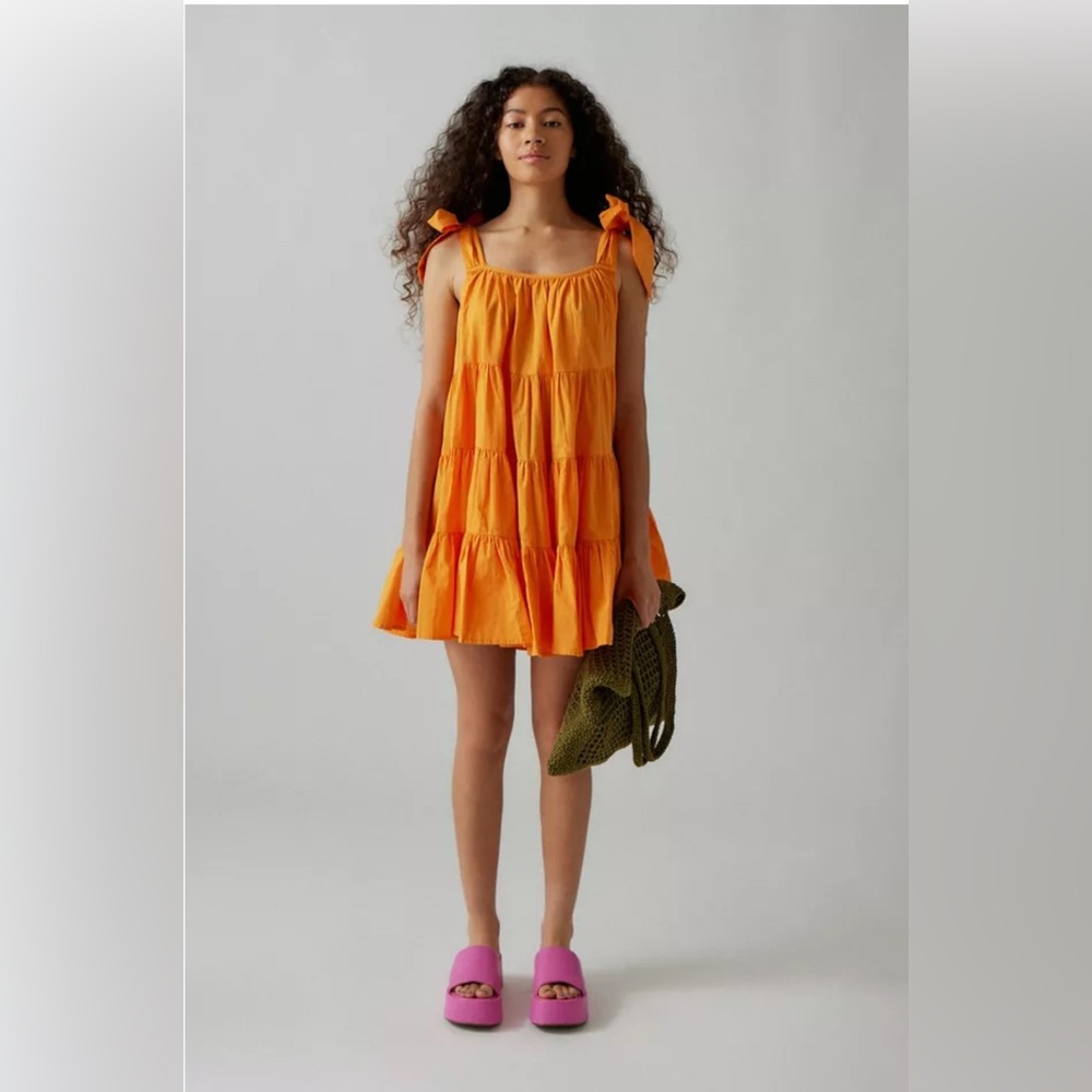 Urban Outfitters Freesia Tie-strap mini dress in orange